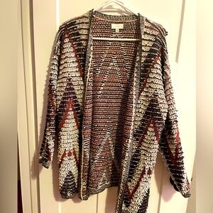 Lucky Brand long chunky fabric Aztec Print Cardigan soft stylish grandmacore